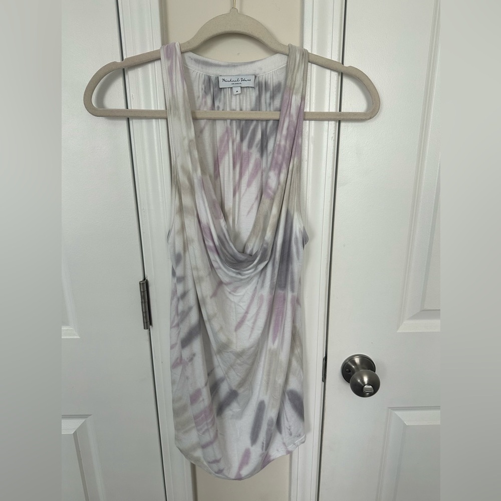 NWOT Michael Stars Medium Drape Tie Dye Cowl Neck Top